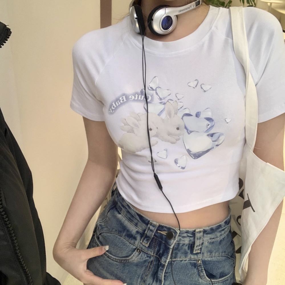 Cotton navel unique T-shirt summer spicegirl short tops