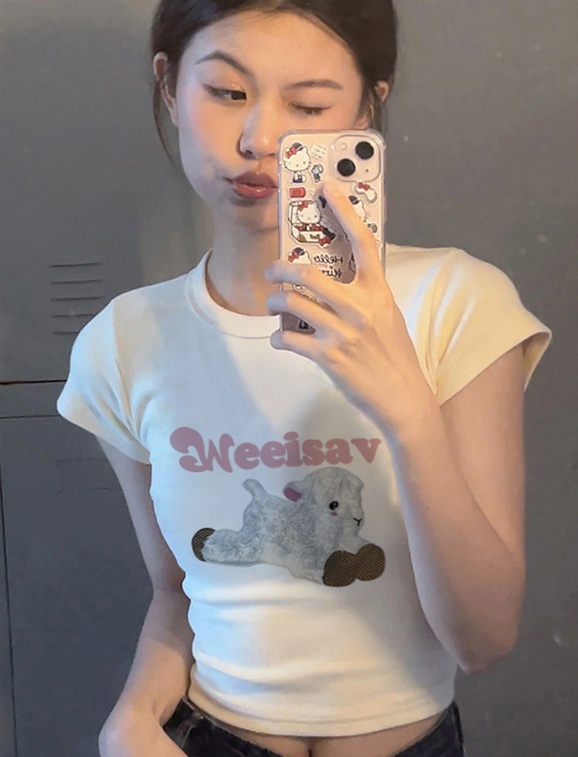 Slim spicegirl T-shirt pure cotton short tops for women
