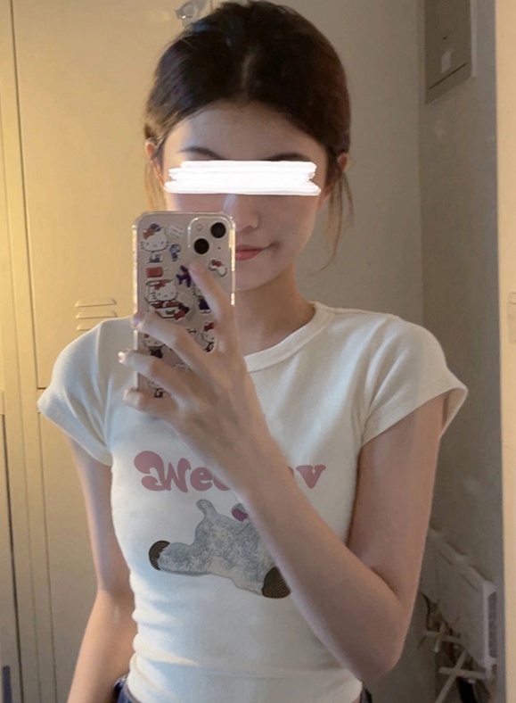 Slim spicegirl T-shirt pure cotton short tops for women