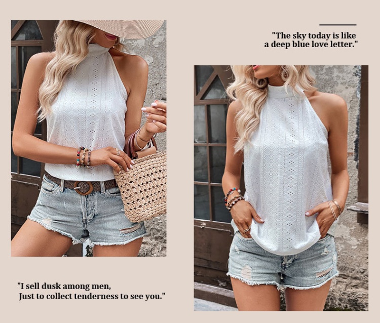 Summer halter white European style sleeveless tops