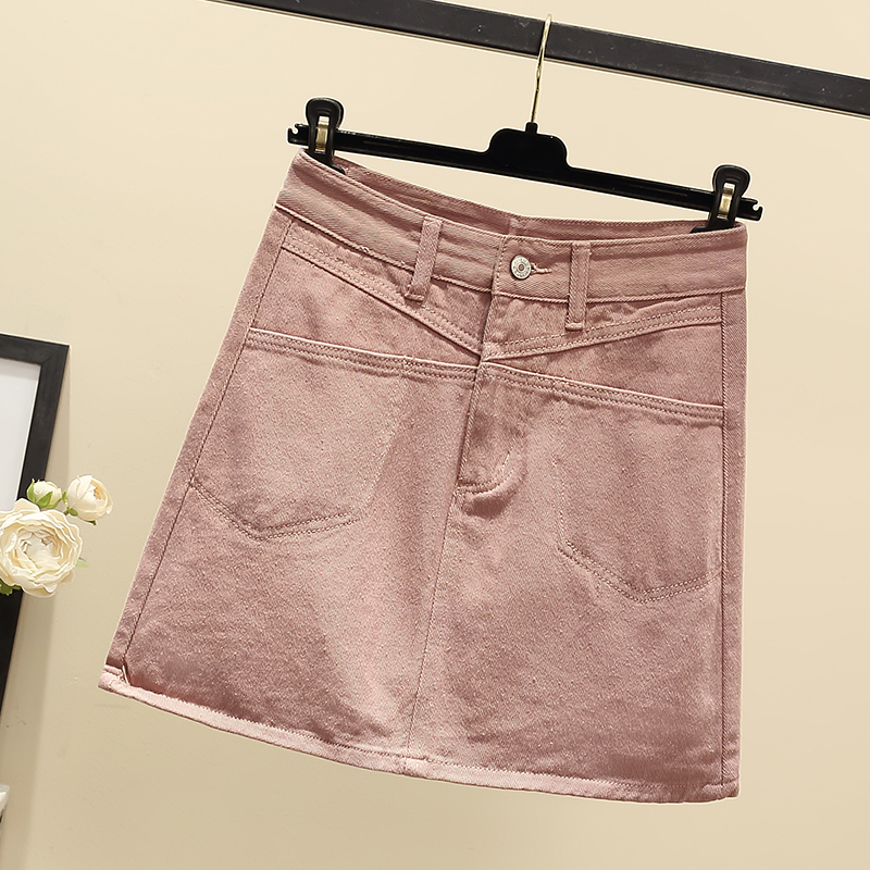 Package hip pink short skirt denim skirt for women