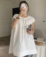 Summer loose shirt sleeveless France style tops for women
