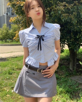 Pleated detachable shirt college style skirt a set