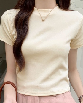 Short pure cotton T-shirt short sleeve slim tops for women