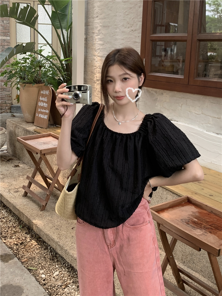 France style tender tops loose puff sleeve shirt