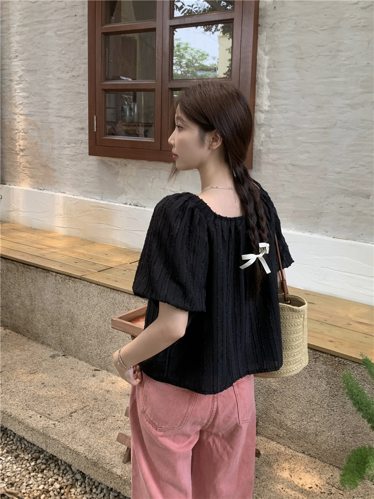 France style tender tops loose puff sleeve shirt