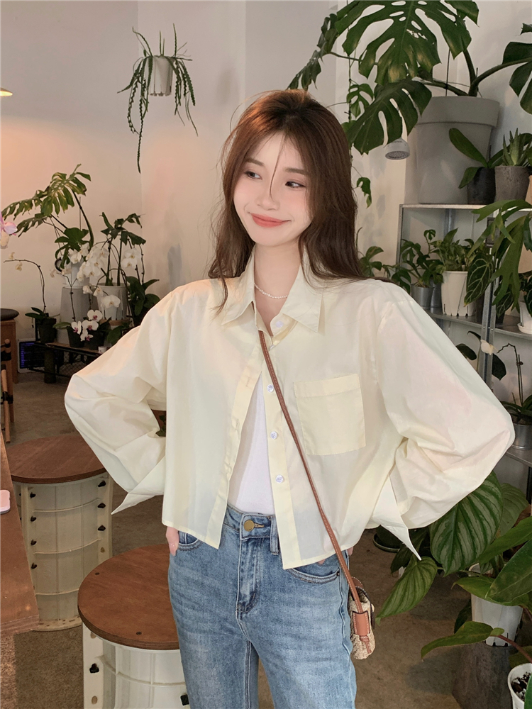 All-match simple tops Korean style shirt for women
