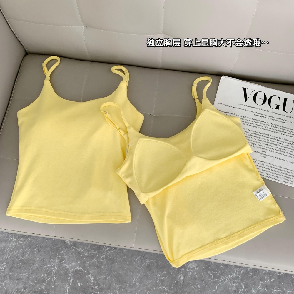 Basis all-match slim candy colors yellow halter tops