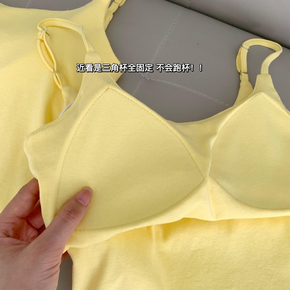 Basis all-match slim candy colors yellow halter tops