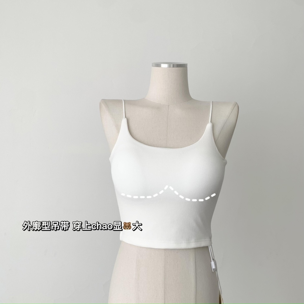 White summer small sling beauty back with chest pad vest for women