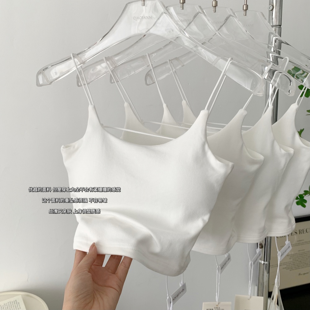 White summer small sling beauty back with chest pad vest for women