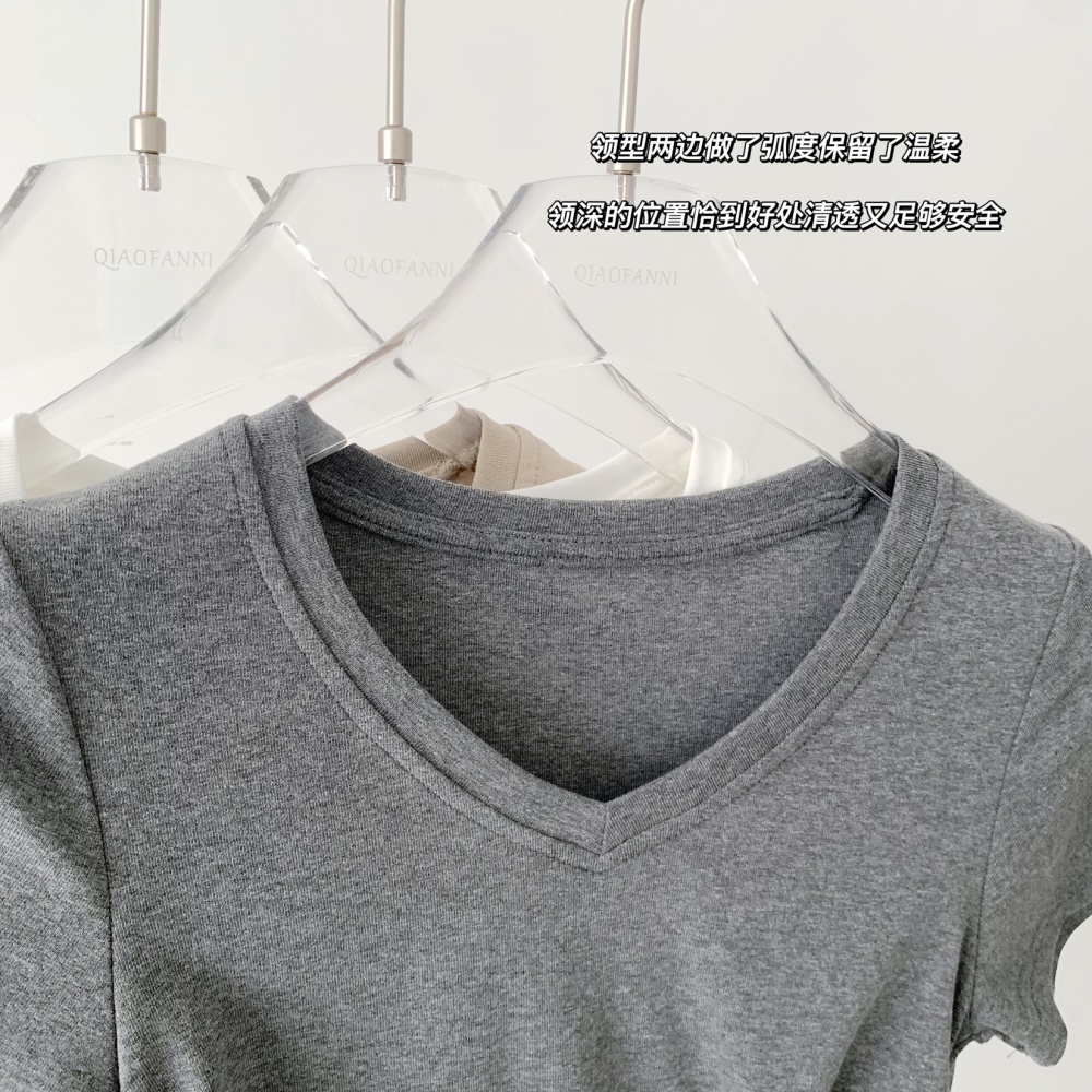 Summer short cotton tops navel colors T-shirt for women