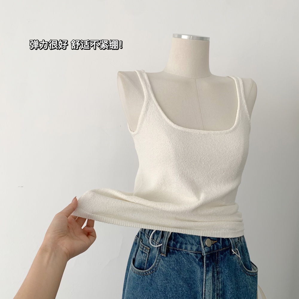 Sleeveless knitted cozy vest slim forest all-match tops