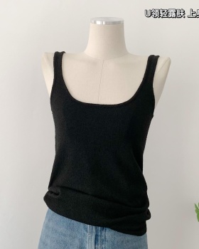 Sleeveless knitted cozy vest slim forest all-match tops