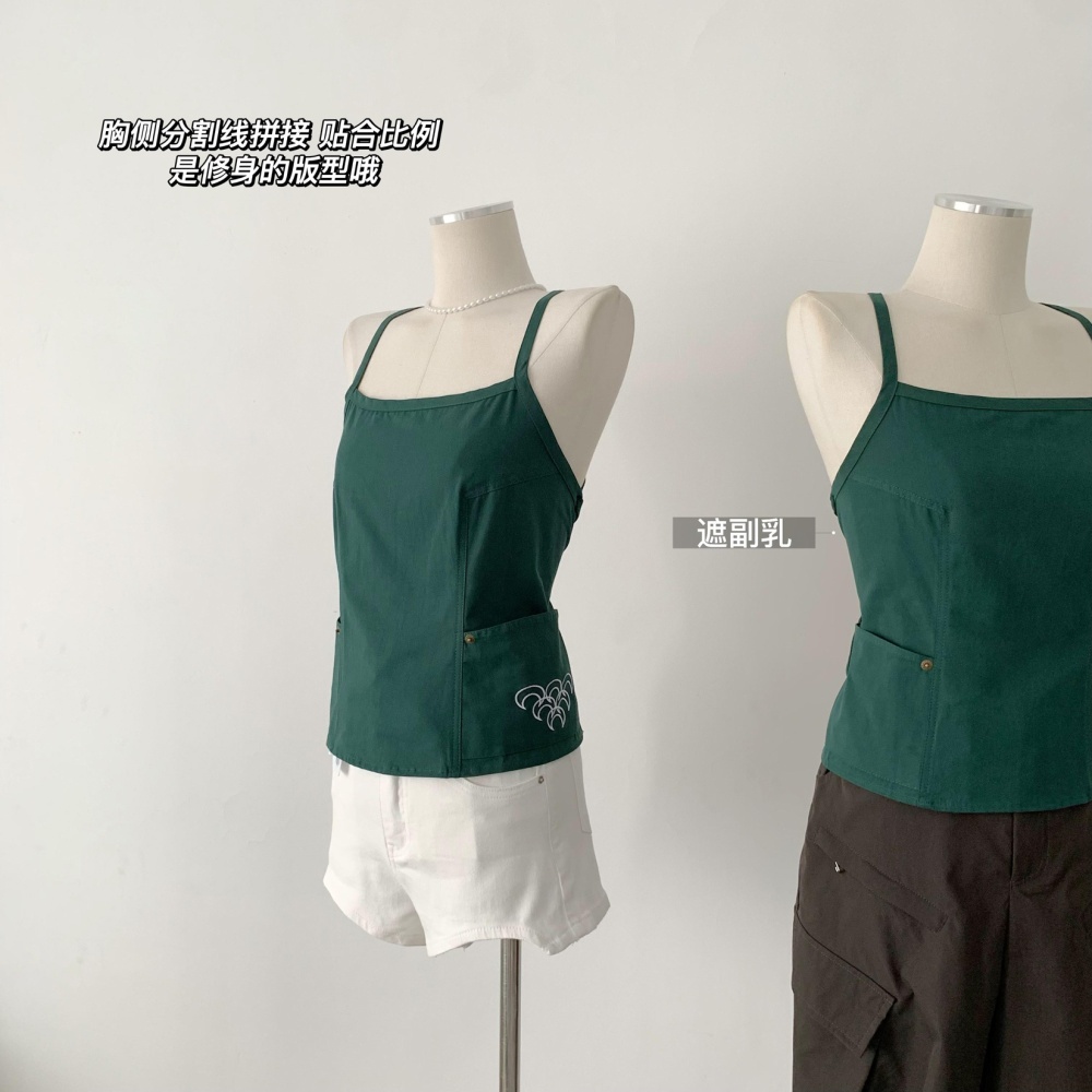 Spicegirl halter sexy work clothing green cross tops for women