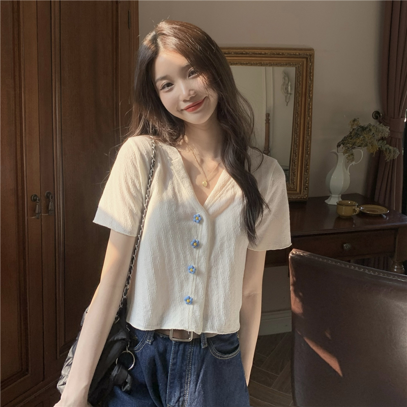Slim Korean style T-shirt short spicegirl tops for women