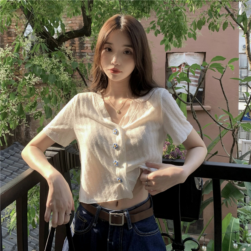 Slim Korean style T-shirt short spicegirl tops for women