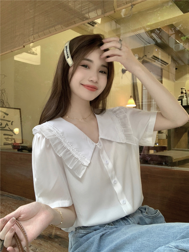 Bubble lace tops Korean style refreshing shirt for women