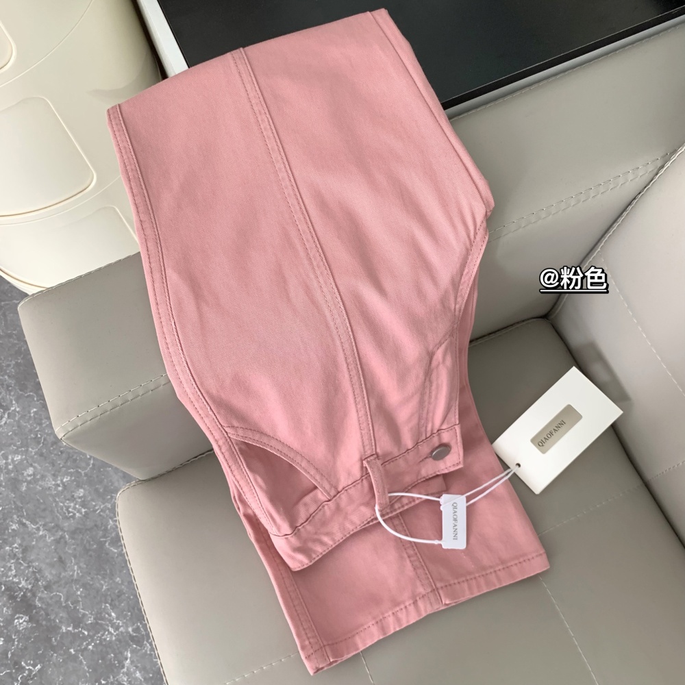 Casual pink wide leg pants all-match jeans for women