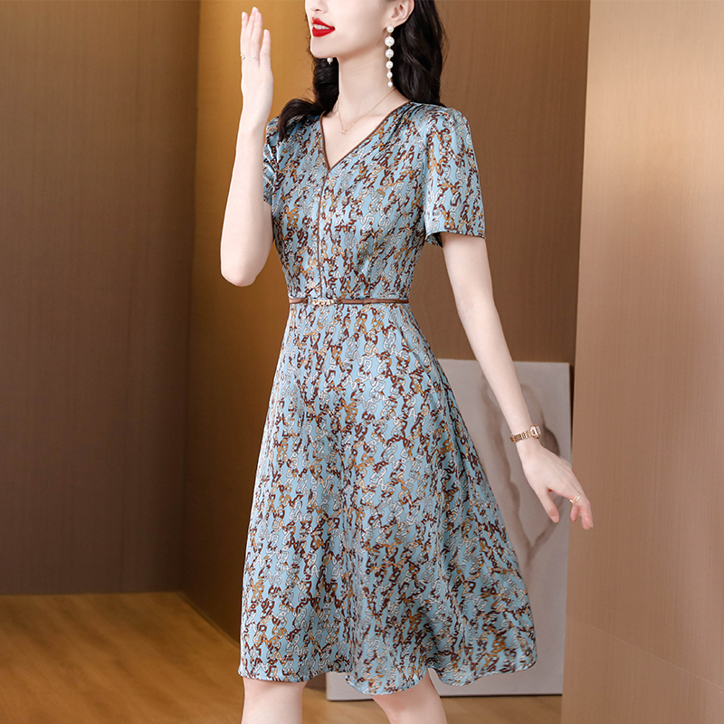 Fat sister summer slim satin temperament dress