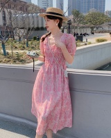 Chiffon slim tender floral France style dress for women