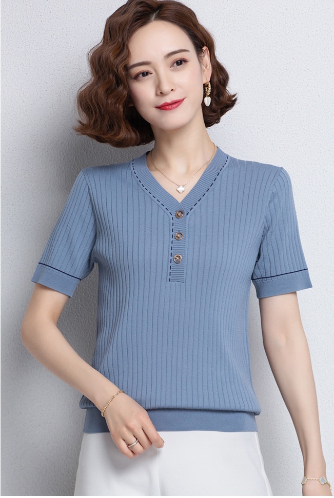 Short sleeve bottoming shirt knitted T-shirt for women
