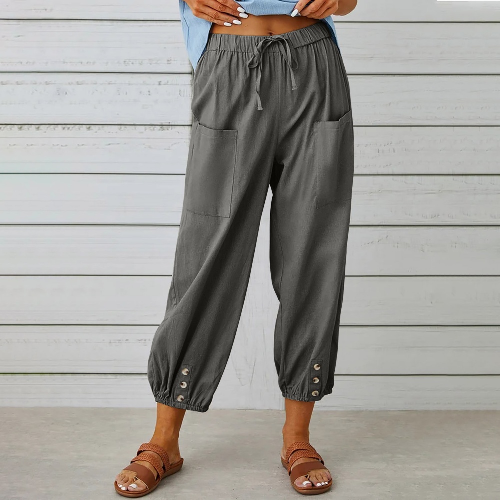 European style nine pants cotton linen pants