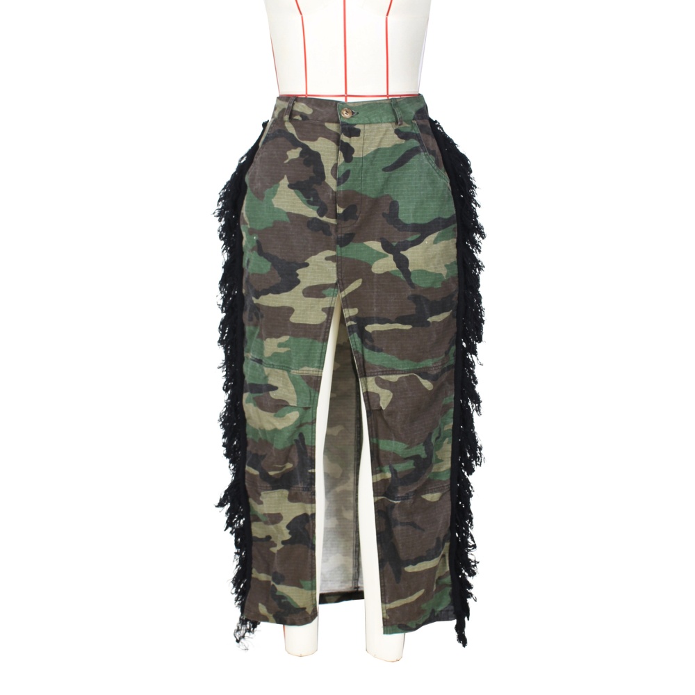 Personality camouflage washed fashion skirt for women