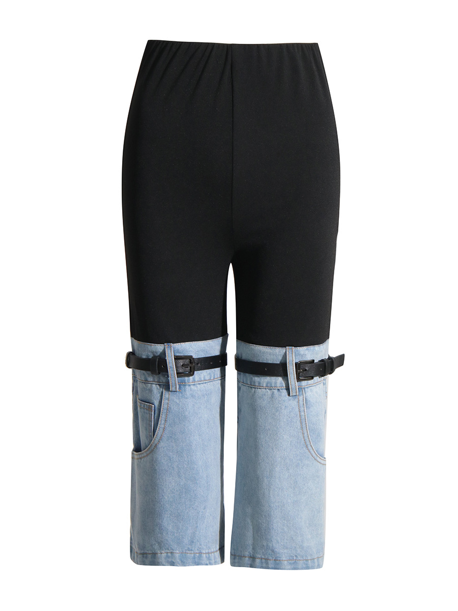 Knee splice fashion slim cropped pants for women
