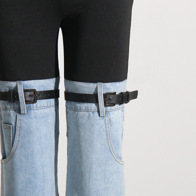 Knee splice fashion slim cropped pants for women