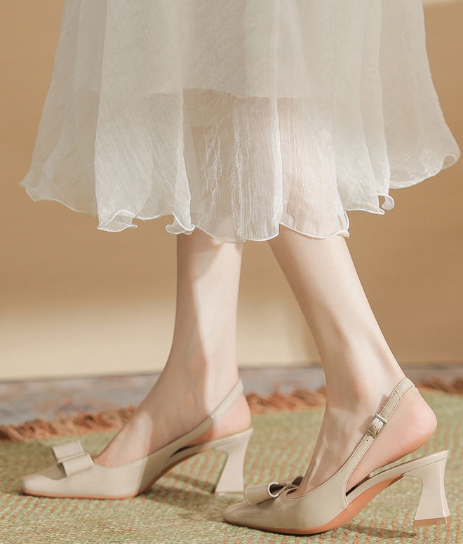 Low summer high-heeled fine-root sandals