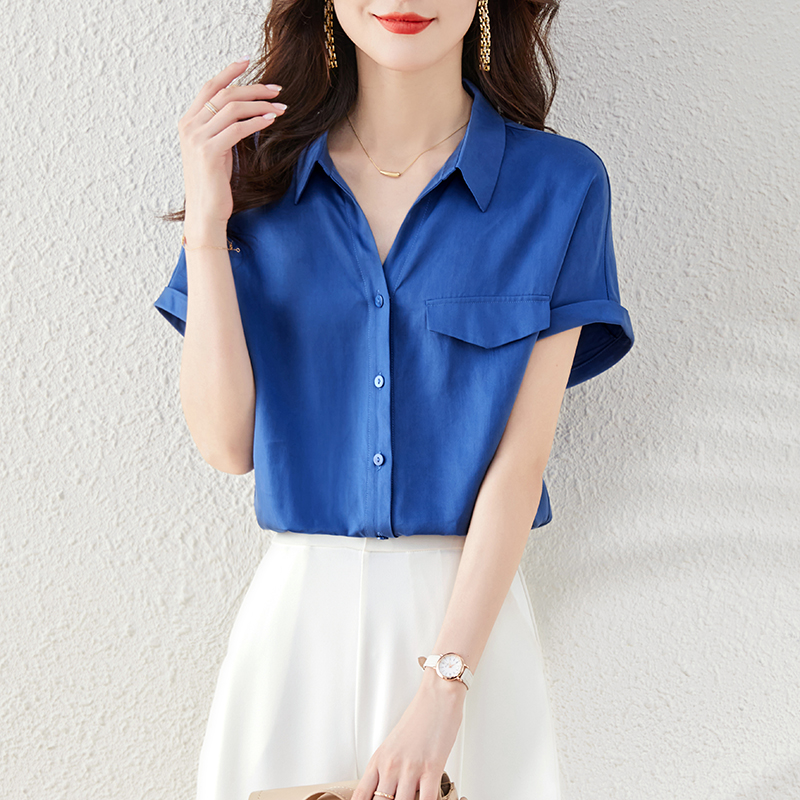 Thin short sleeve shirt France style tops for women