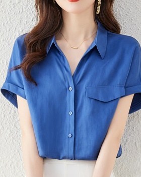 Thin short sleeve shirt France style tops for women