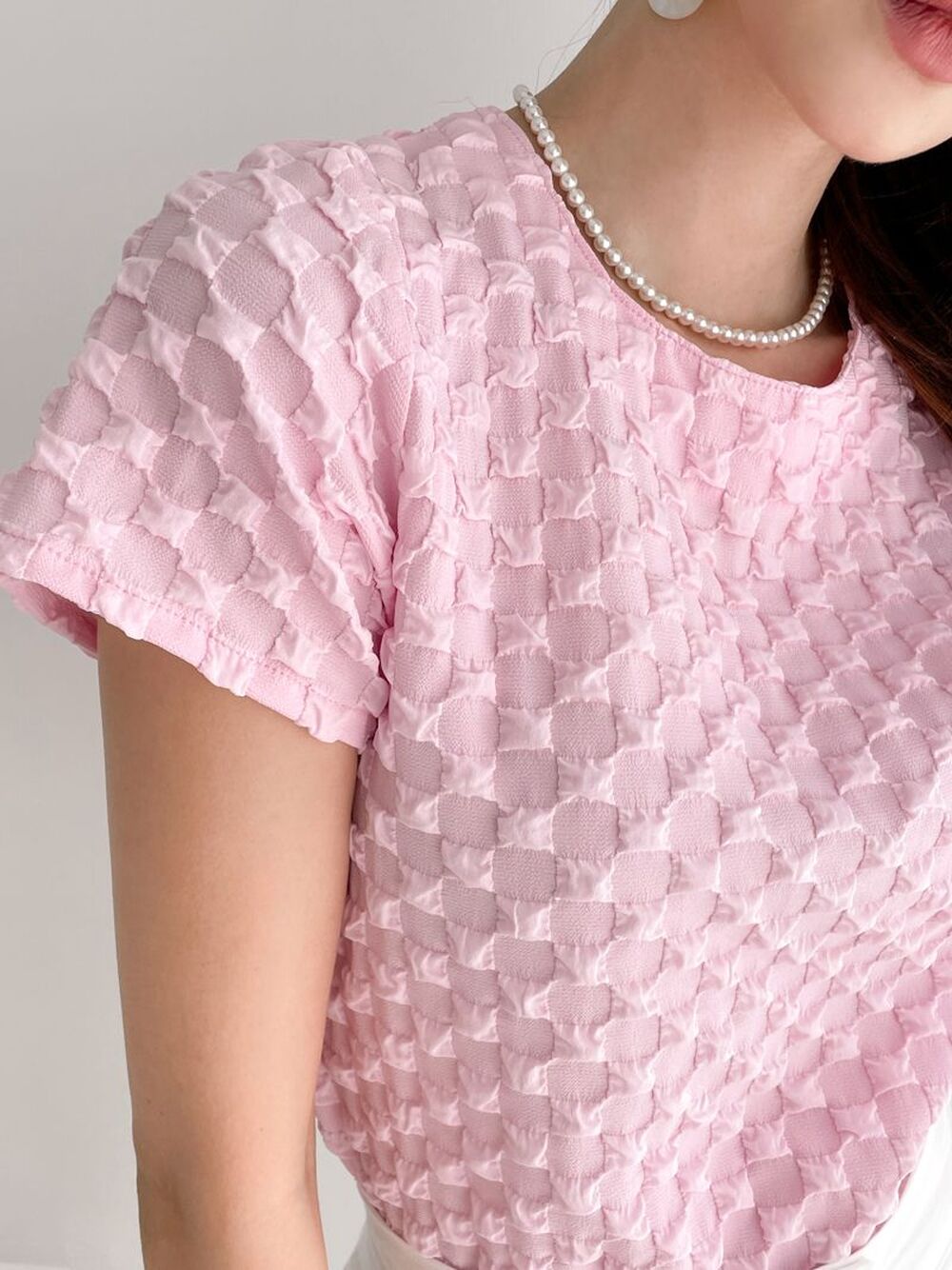Stereoscopic simple Korean style tops plaid summer shirt