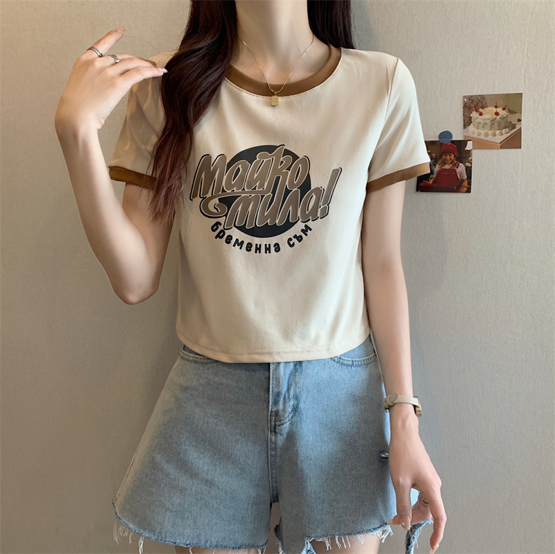 Fat short fashion T-shirt large yard slim summer tops