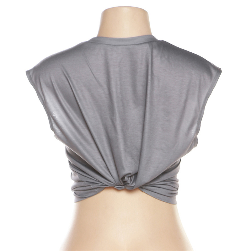 Round neck European style printing sleeveless tops for women