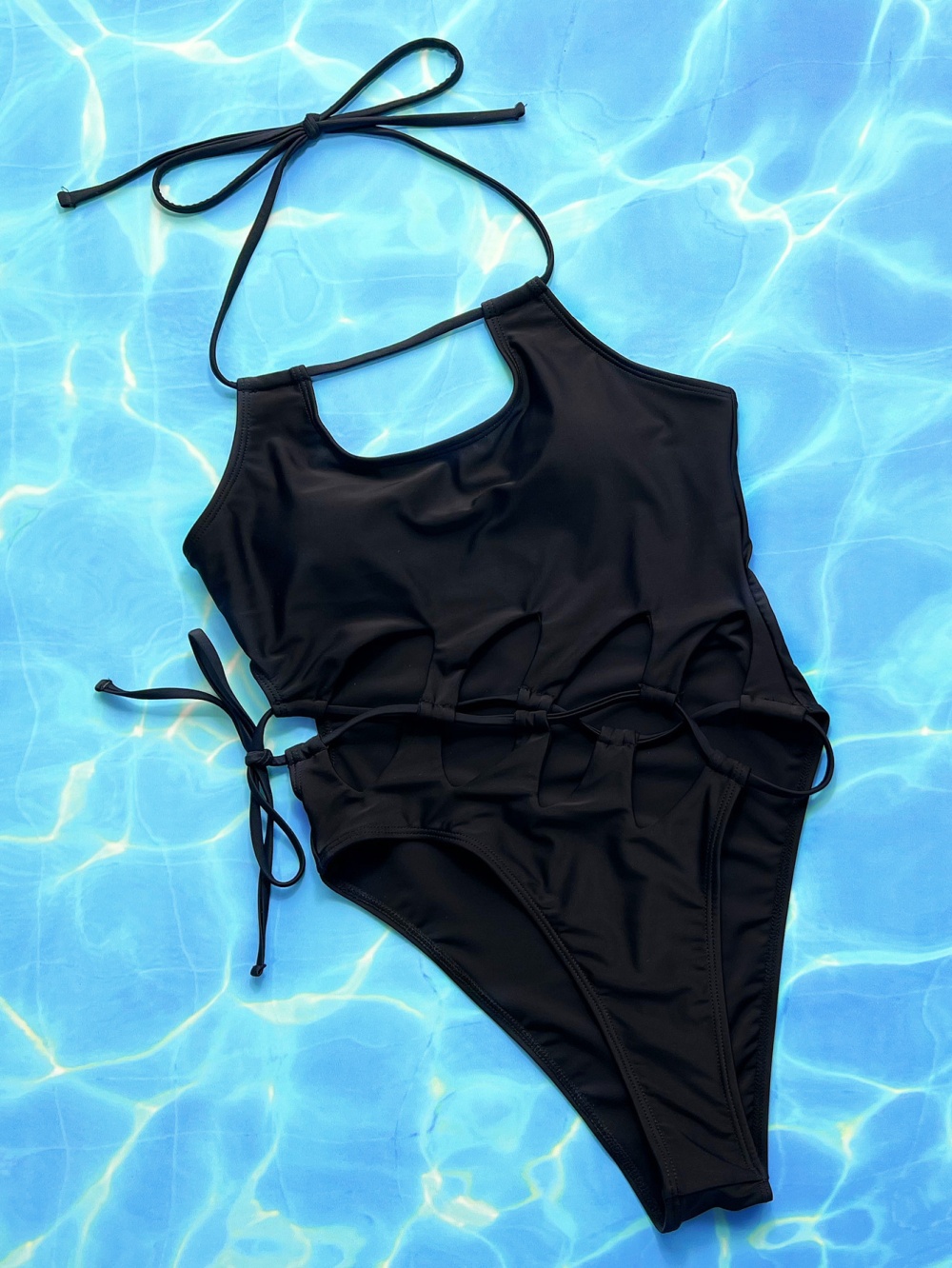 Bikini hollow bandage conjoined pure swimwear