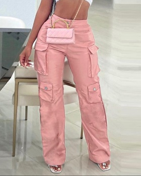 High waist straight long pants sexy work clothing for women