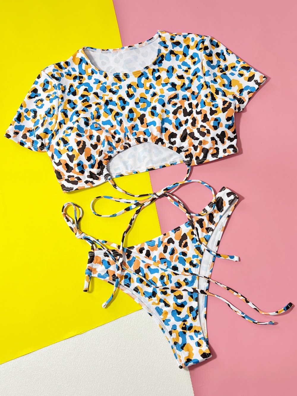 Printing bikini leopard separate swimwear for women