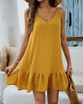 European style sexy T-back pure summer dress