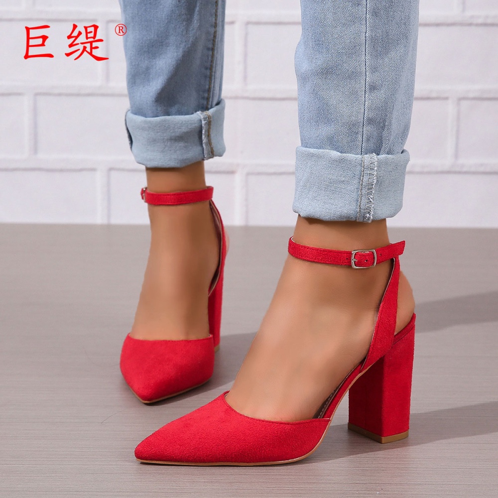Large yard thick sexy pointed high-heeled shoes for women