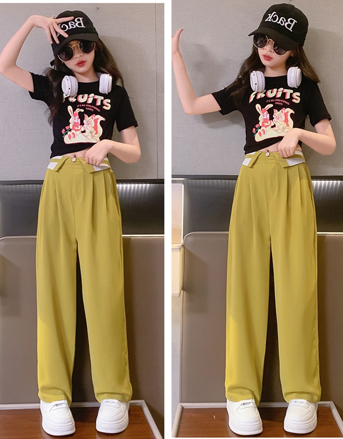 Girl sports Western style summer casual pants 2pcs set