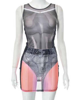 Summer navel sexy package hip skirt 2pcs set for women