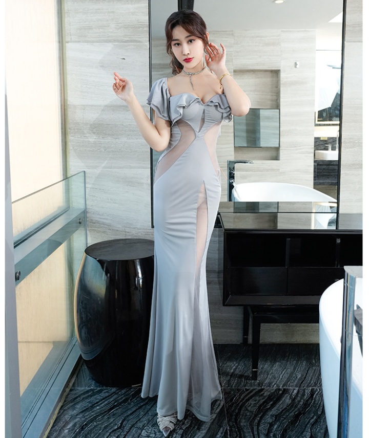 Strapless sexy dress perspective package hip evening dress