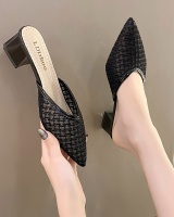 Thick summer pointed middle-heel Korean style slippers