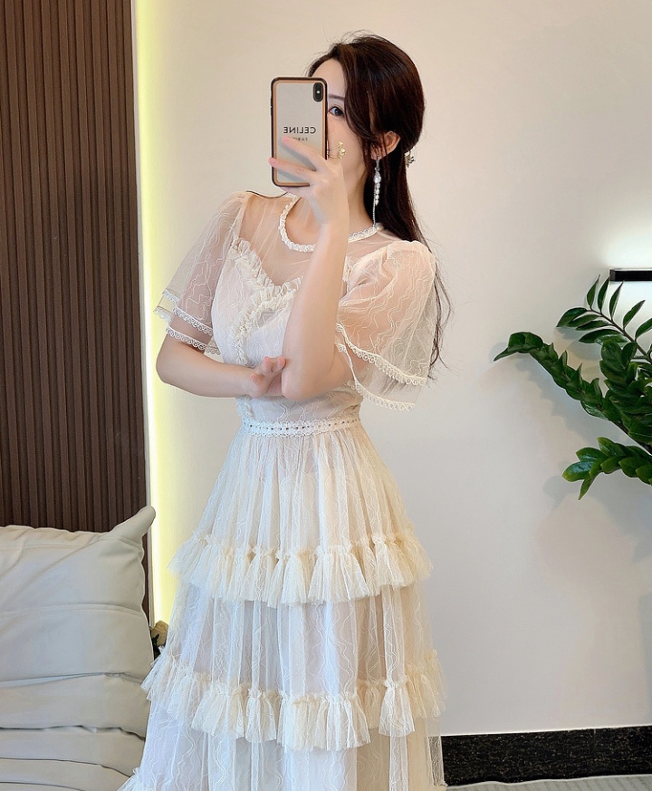 France style cake pinched waist dress for women