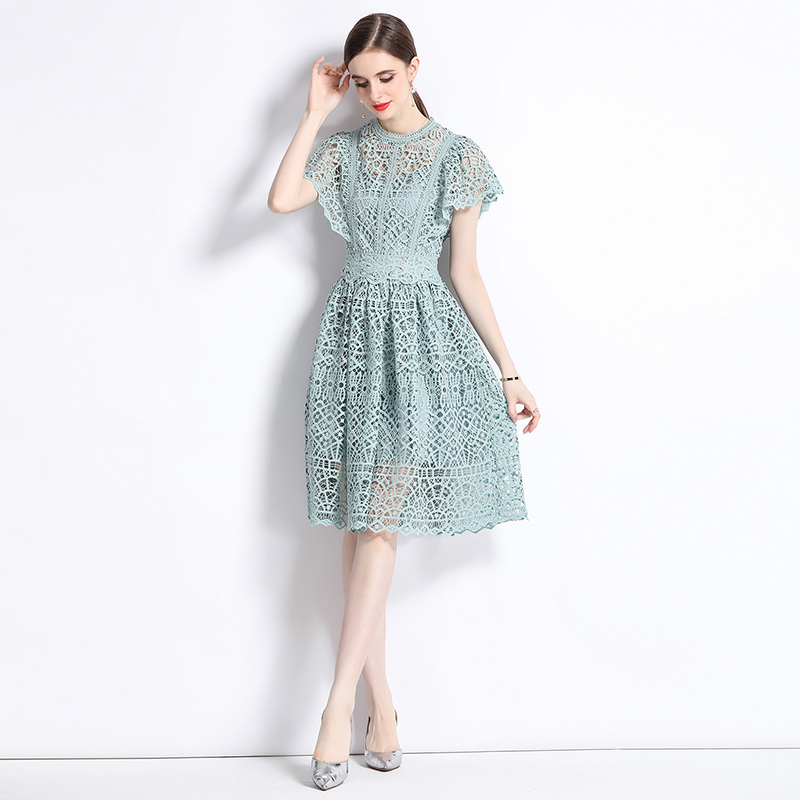 Lace summer embroidery ladies crochet dress