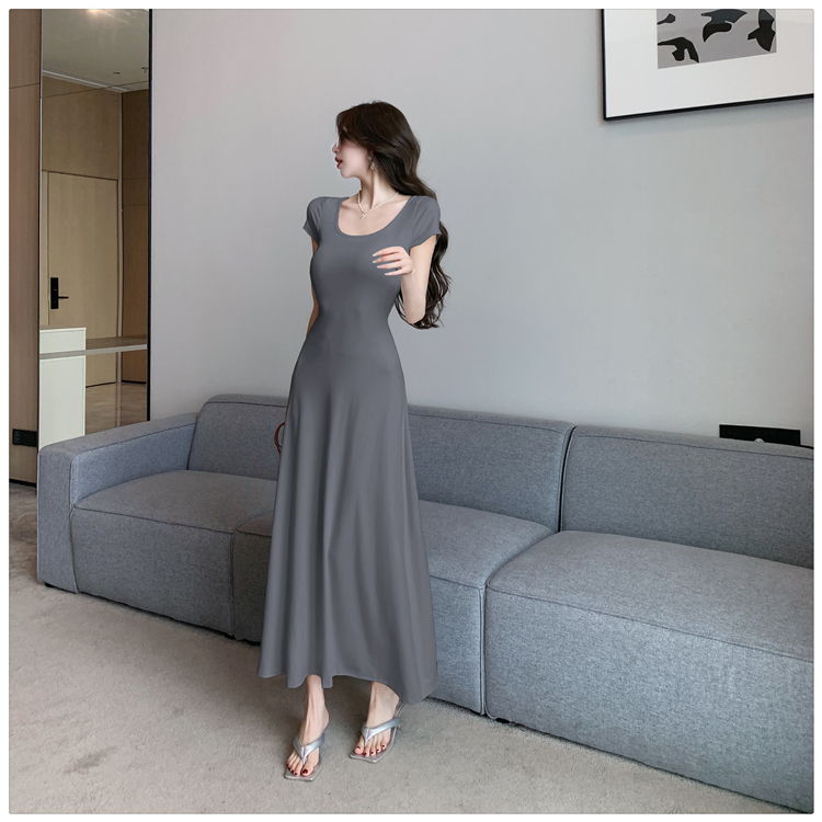 Pinched waist temperament long dress for women