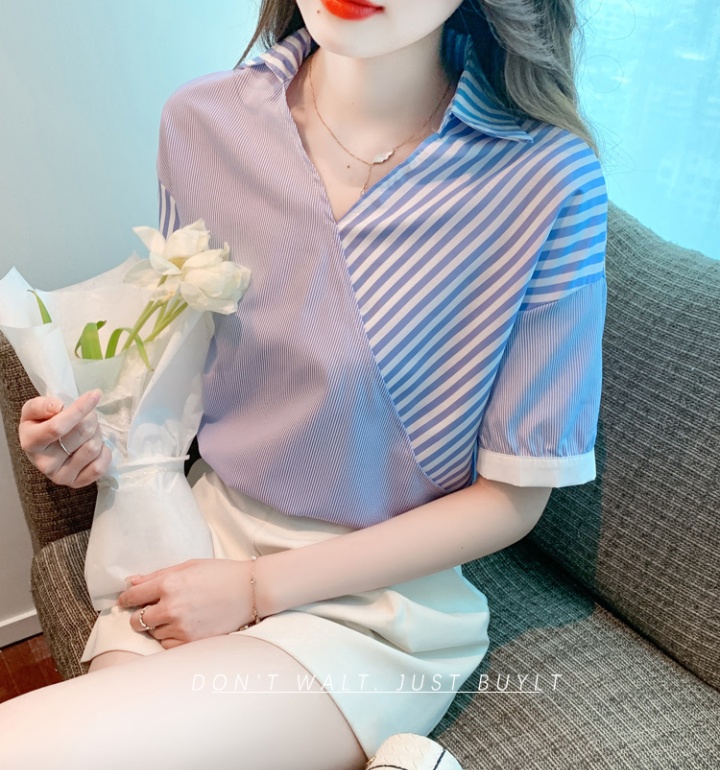 Irregular Korean style tops short sleeve pullover shirt