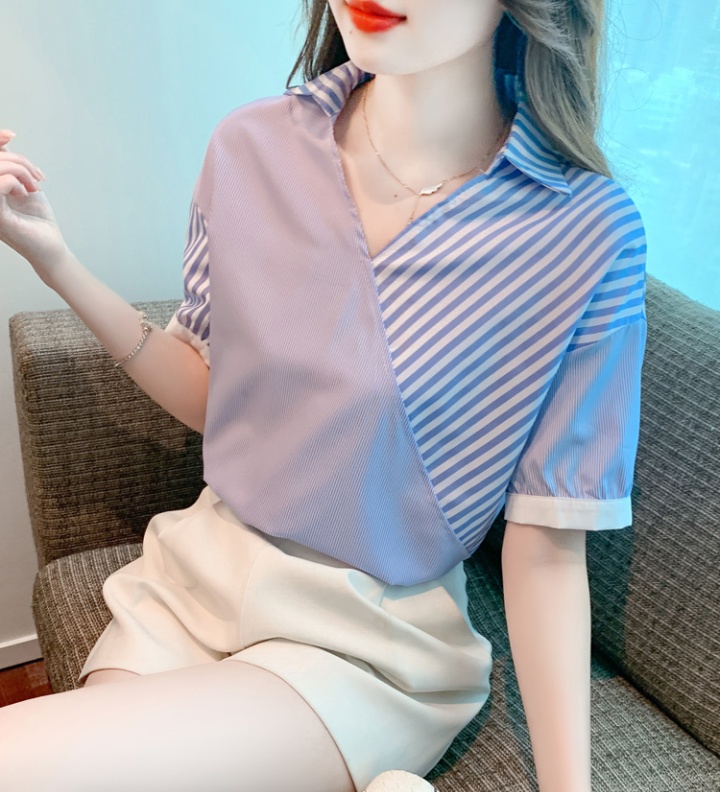 Irregular Korean style tops short sleeve pullover shirt